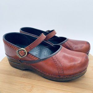 Dansko Shoes Womens 8.5 39 Brown Leather Marcelle Mary Jane Comfort Clogs Heels